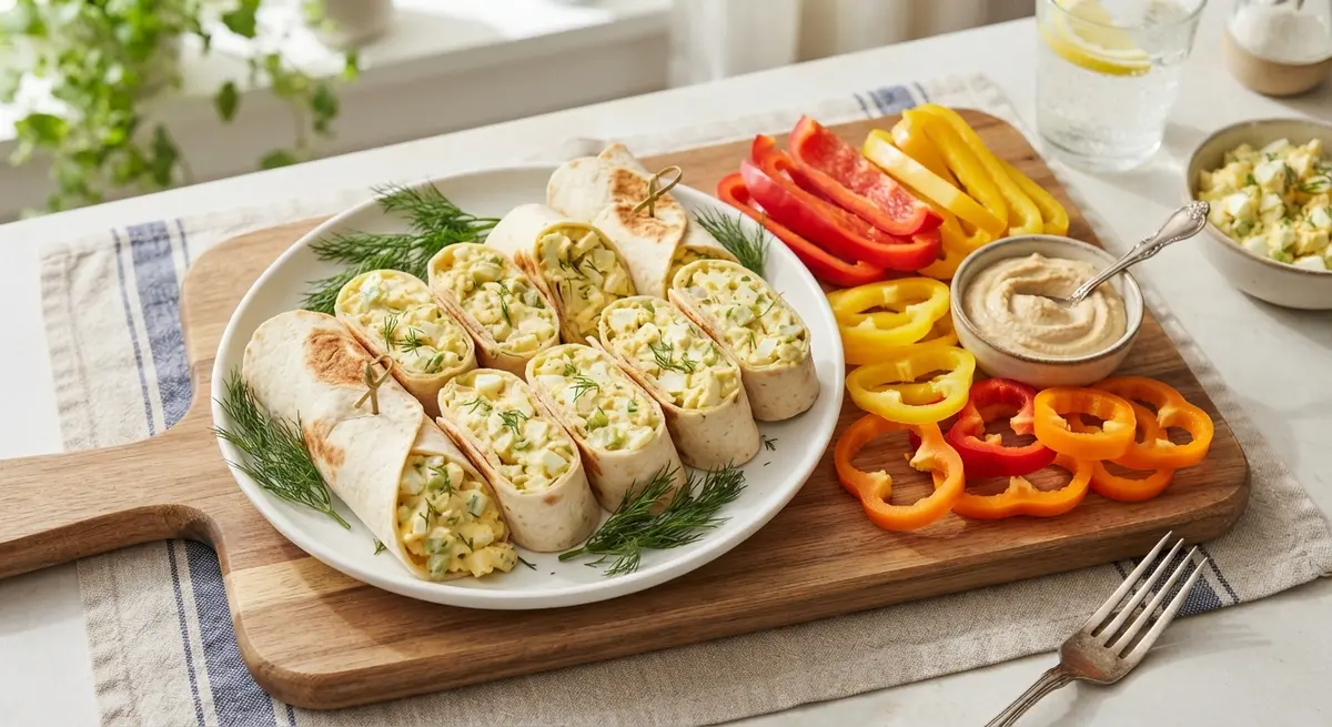 Creamy Egg Salad Mini Wraps with Sweet Bell Peppers